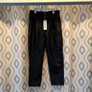 Etienne Aigner Black Vegan Leather Women's Pleated Trousers